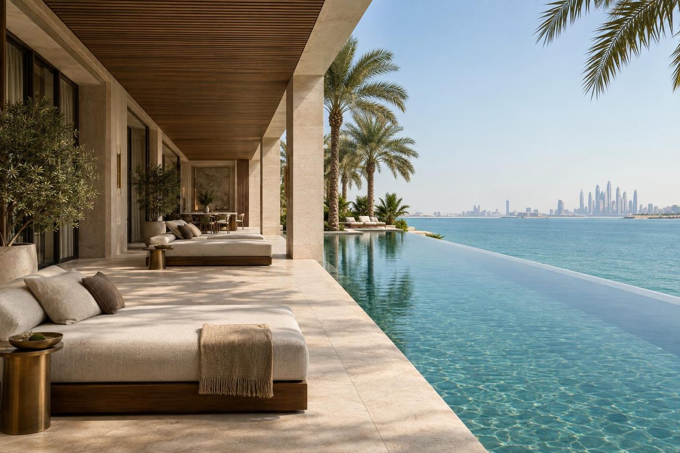 Visualisation of the pool of Palm Study 01 reading as one line with the sea